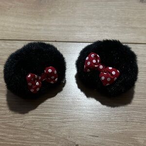 Disney Black Hair Minnie Mouse with Red Polka Dot Bows Clips